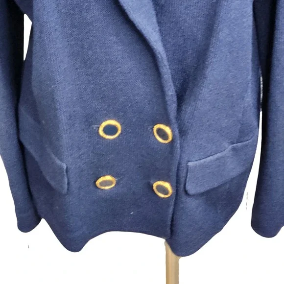 St. John Navy Blue Blazer with Gold Buttons - Picture 3 of 15